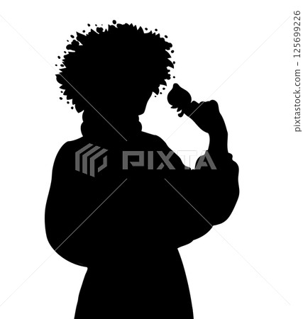 Vector drawing. Cute girl holds fruits Vector drawing. Cute girl holds fruits 125699226