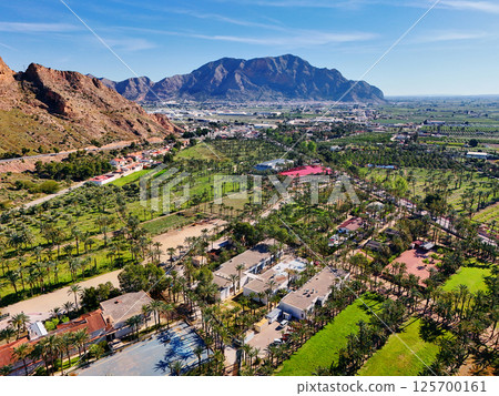 Aerial view of Orihuela townscape during sunny day. Spain 125700161