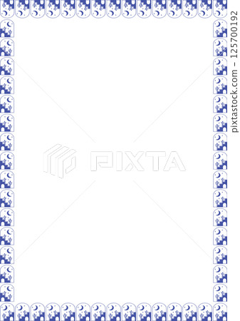 Blue desert frame. Morocco graphic template. Cute empty frame box Blue desert frame. Morocco graphic template. Cute empty frame box 125700192