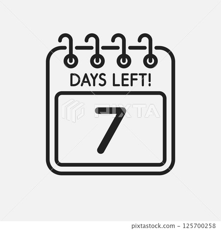Countdown daily page calendar icon - 7 days left 125700258