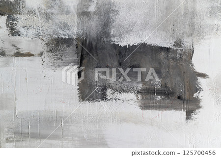 Texture concrete wall with a painted layer of plaster and paint, gray and black architecture abstract background. 125700456