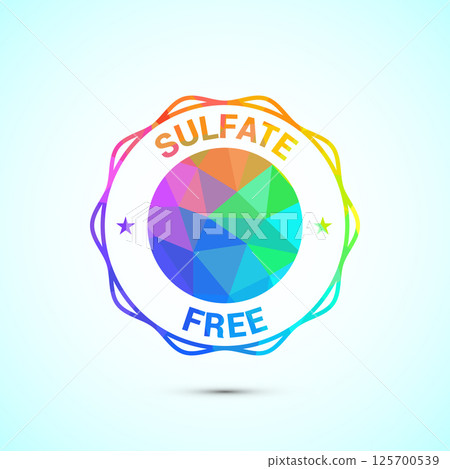 Sulfate free icon design illustration. No sulphate badge label in low poly style Sulfate free icon design illustration. No sulphate badge label in low poly style 125700539