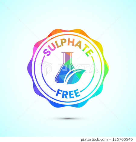 Sulfate free icon design illustration. No sulphate badge label in low poly style Sulfate free icon design illustration. No sulphate badge label in low poly style 125700540