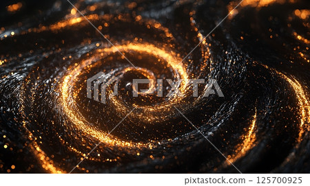 A spiral of gold and black glitter 125700925