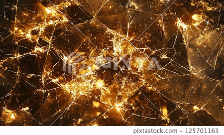 A close up of a piece of gold with a lot of cracks and holes 125701163