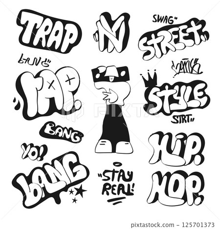 Popular words hand drawn vector doodle set Popular words hand drawn vector doodle set 125701373