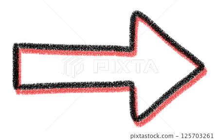 用蠟筆風格手工繪製的簡單紅色箭頭 125703261