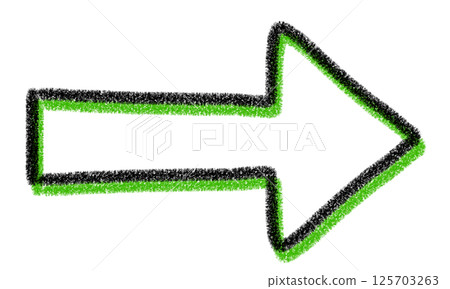 用蠟筆風格繪製的簡單綠色右箭頭 125703263