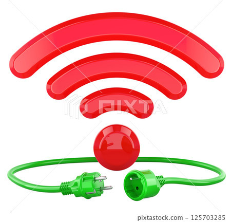 Disable of Wi-Fi internet connection. Disconnection of network, concept. 3D rendering 125703285
