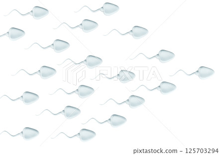 Sperm racing, concept. Sperm cells swim, moving sperms. 3D rendering 125703294