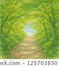 A tunnel of fresh green trees 125703830