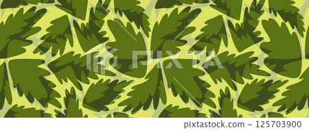 Bright botanical dark and light grass green tropical seamless pattern with overlay bunch of big leaves. Exotic plants vibrant colors print for textile, wrapping paper, surface, wallpaper, background 125703900