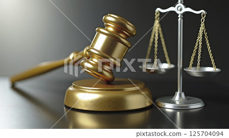 Gavel and scales side by side as a symbol of the legal system, the rule of law and the judiciary in the state - ai generated 125704094