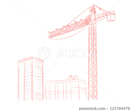 Building crane sketch Building crane sketch 125704479