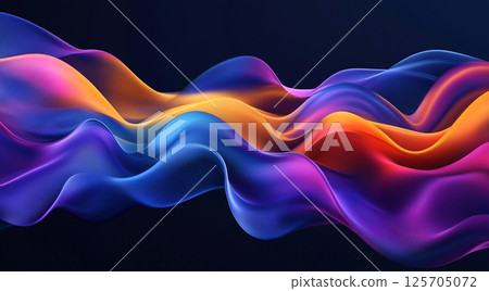 A dynamic, fluid wave of colors blending seamlessly from blue to purple to orange against a dark background, creating a visually striking and modern digital artwork. A dynamic, fluid wave of colors blending seamlessly from blue to purple to orange against a dark background, creating a visually striking and modern digital artwork. 125705072