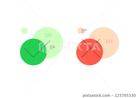 Yes no. Approve and decline. Green tick and red cross. Infographic elements Yes no. Approve and decline. Green tick and red cross. Infographic elements 125705330