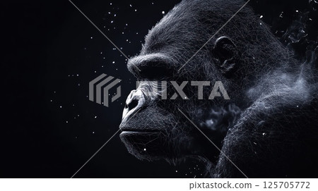 Majestic Gorilla Profile, Abstract Smoke, Dark Background 125705772