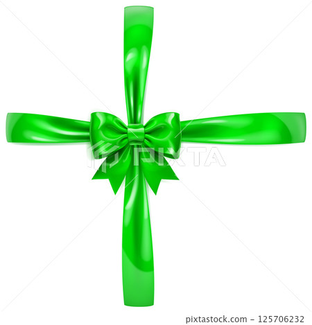 Beautiful green bow with cross ribbons. 125706232