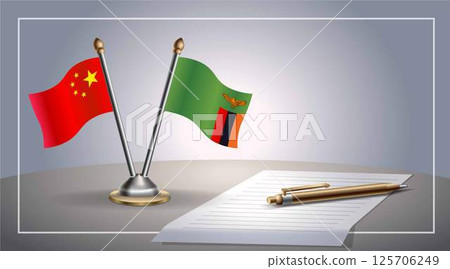 Small national flag of China and Zambia flag Relation, Template Vector Illustration Small national flag of China and Zambia flag Relation, Template Vector Illustration 125706249