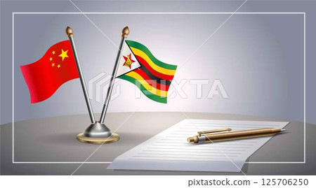 Small national flag of China and Zimbabwe flag Relation, Template Vector Illustration Small national flag of China and Zimbabwe flag Relation, Template Vector Illustration 125706250