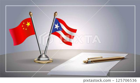 Small national flag of China and Puerto Rico flag Relation, Template Vector Illustration 125706536