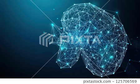 Abstract Digital Brain Structure on Dark Background 125706569