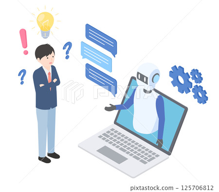 A man gets inspiration while chatting with an AI 125706812