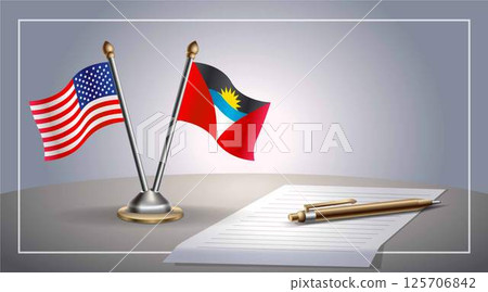 Small national flag of United States (USA) and Antigua and Barbuda flag Relation, Template Vector Illustration Small national flag of United States (USA) and Antigua and Barbuda flag Relation, Template Vector Illustration 125706842