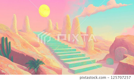 landscape with temple in desert 125707257