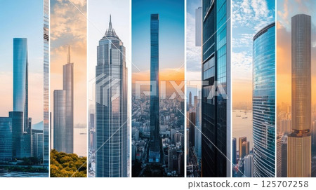 modern cityscape with window pattern 125707258