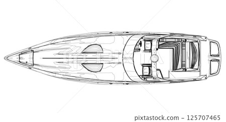 Outline Speedboat isolated vector illustration. Luxury and expensive boat 125707465