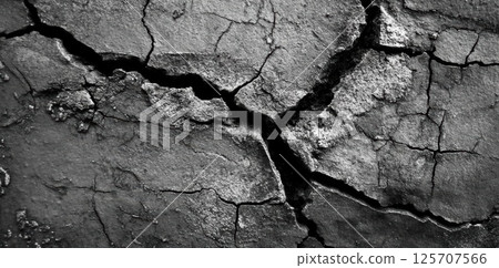 Cracked Earth Shows Drought and Dry Soil with Texture, Desertification Theme 125707566
