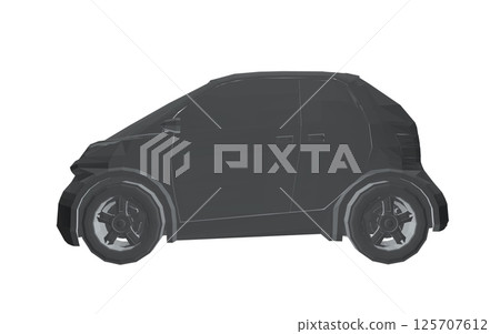 Vector illustration of gray polygonal small car. City car polygonal. Blank compact car template for branding or advertising. Food delivery car. 3D Vector illustration of gray polygonal small car. City car polygonal. Blank compact car template for branding or advertising. Food delivery car. 3D 125707612