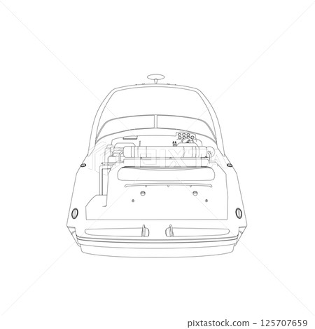 Outline Speedboat isolated vector illustration. Luxury and expensive boat 125707659