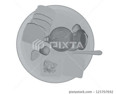 Polygonal healthy morning food and breakfast meals hand drawn with polygonal on white background - toasts, strawberry. Vector illustration. 3D Polygonal healthy morning food and breakfast meals hand drawn with polygonal on white background - toasts, strawberry. Vector illustration. 3D 125707692