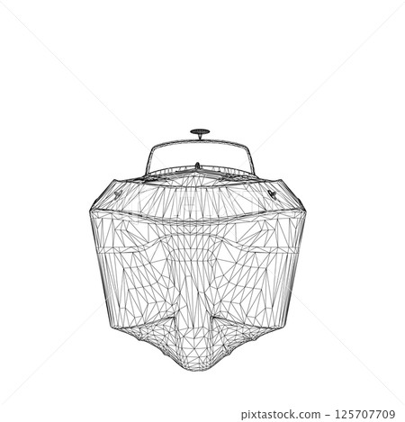 Wireframe Speedboat isolated vector illustration. Luxury and expensive boat. 3D 125707709