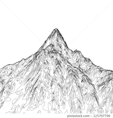 Abstract vector landscape nature or outdoor mountain view outline. Geographic mountain contours vector background 125707790