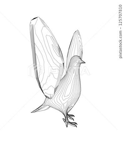 Pigeon vector contour character flat illustration. Dove pigeon seen in Side view - Flat style vector Pigeon vector contour character flat illustration. Dove pigeon seen in Side view - Flat style vector 125707810