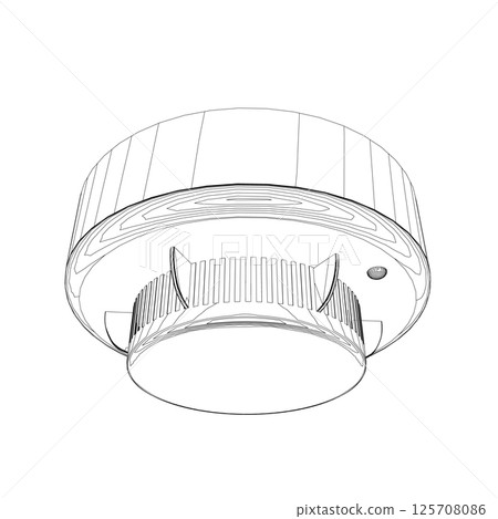 Smoke detector contour. Vector fire smoke carbon monoxide detector alarm, office with sound signal on white isolated background. The style of the drawing is flat. Detector, sensor, detection device Smoke detector contour. Vector fire smoke carbon monoxide detector alarm, office with sound signal on white isolated background. The style of the drawing is flat. Detector, sensor, detection device 125708086
