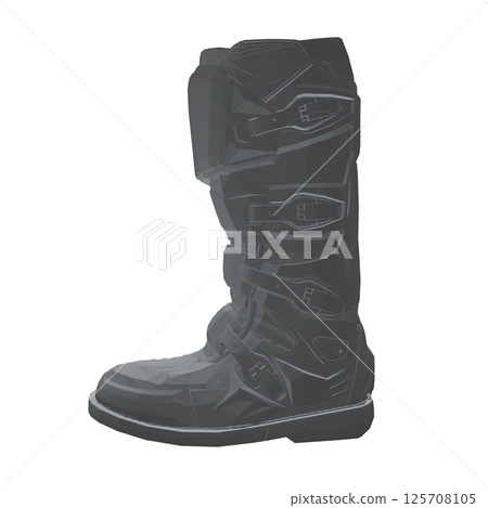 Polygonal model of boots motorcycle line icon vector illustration. Leg protection. 3D. 125708105