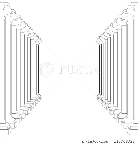column hall outline. Gorgeous corridor with columns. Vector illustration 125708325