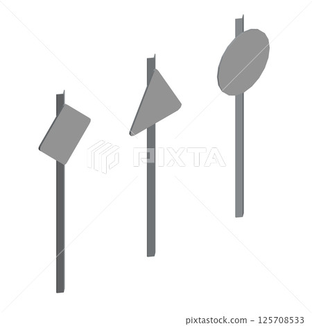 Polygonal model of road sings set isolated on white background. Road empty board sing. Vector illustration. Isometric view. 3D.3d3 125708533