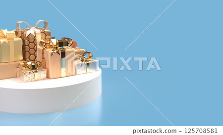 The Gold gift box for celebration or advertising concept 3d rendering. 125708581