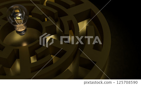 The Light bulb and maze for creative concept 3d Rendering. 125708590