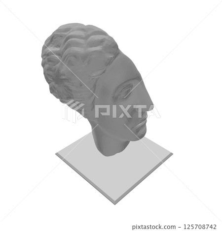 Antique ancient Greek sculpture. Polygonal sculpture of half a head 3D. Vector illustration. Antique ancient Greek sculpture. Polygonal sculpture of half a head 3D. Vector illustration. 125708742
