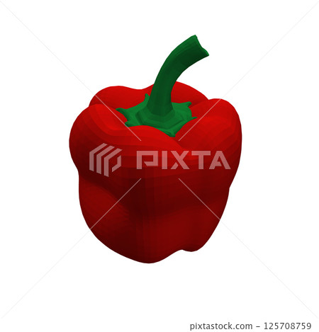 Red Pepper logo template icon vector illustration. Polygonal model bell pepper. Red bell pepper isolated on white. Vector illustration. 3D. 125708759