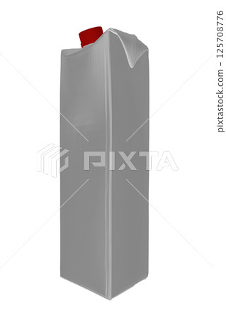 Vector illustration, gray polygonal tetrapack of milk or juice, advertising presentation show. polygonal style illustration of tetrapack of milk on a white background. Vector illustration. 3D. 125708776