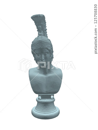 Vector illustration of a bust of Greek God Ares. Statue bust polygonal model isolated on white background. 3D. 125708830