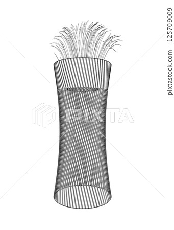 Line drawing of leaves plant in decorative vase. Creative minimalist drawing with decorative vase, flower, branch and leaves. Vector hand drawing sketch line illustration Line drawing of leaves plant in decorative vase. Creative minimalist drawing with decorative vase, flower, branch and leaves. Vector hand drawing sketch line illustration 125709009
