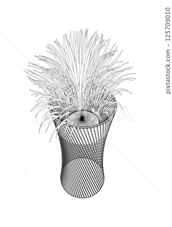 Line drawing of leaves plant in decorative vase. Creative minimalist drawing with decorative vase, flower, branch and leaves. Vector hand drawing sketch line illustration Line drawing of leaves plant in decorative vase. Creative minimalist drawing with decorative vase, flower, branch and leaves. Vector hand drawing sketch line illustration 125709010
